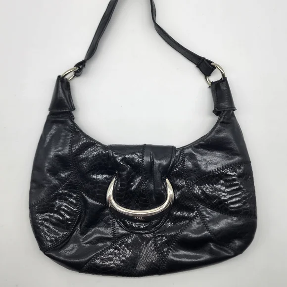 Vintage Fiorelli Black Y2K Patchwork Vinyl Shoulder Bag - Picture 4 of 16